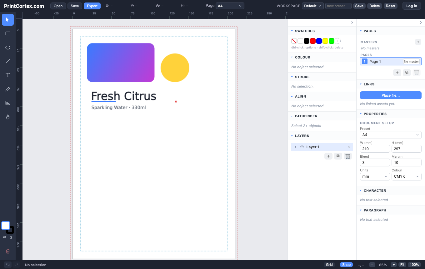 The PrintCortex editor